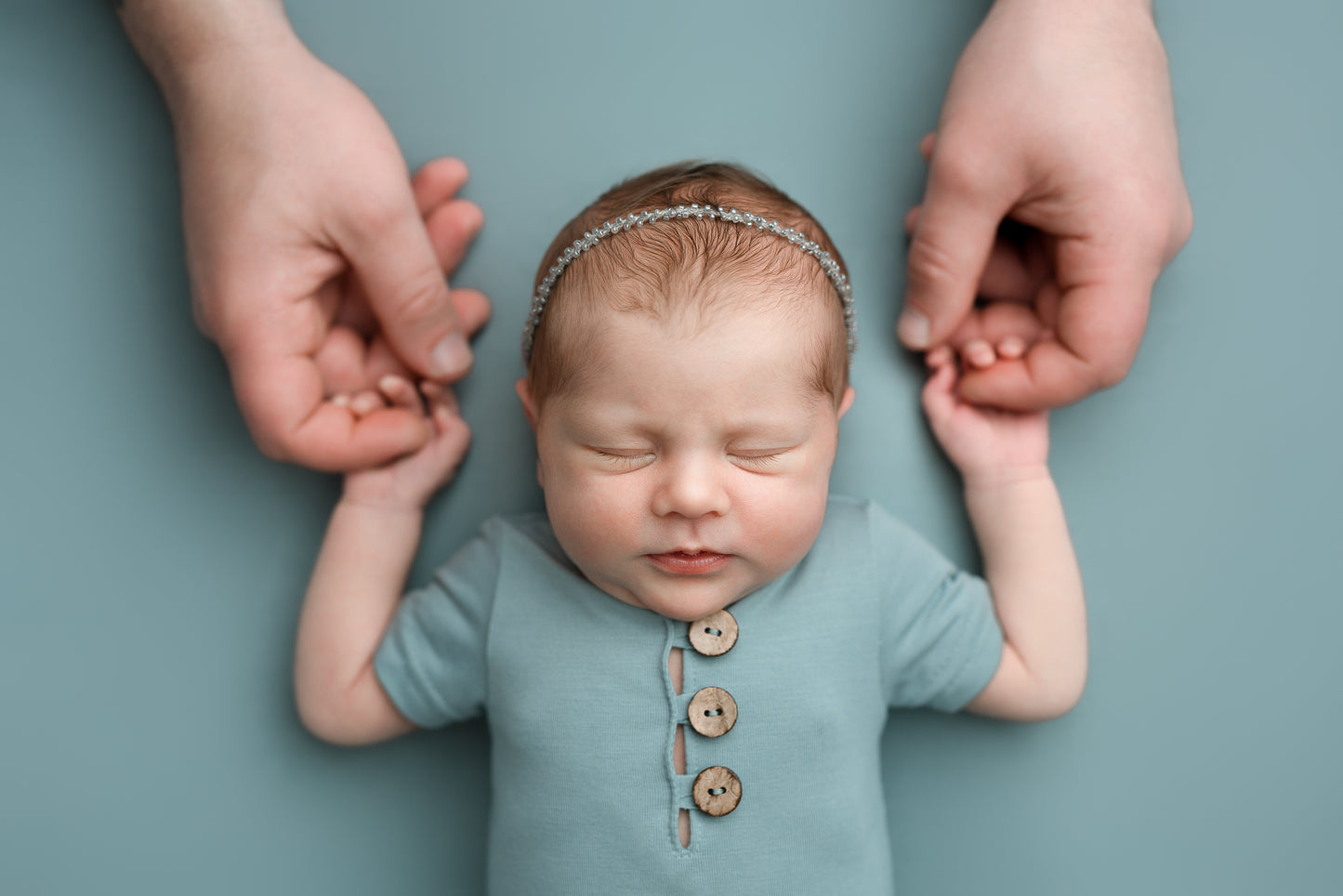 BABY BLUE backdrop, wrap, outfit, hat