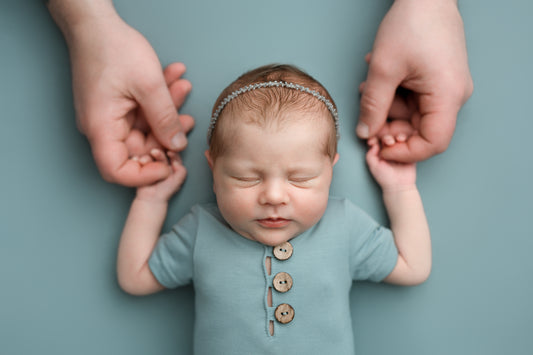BABY BLUE backdrop, wrap, outfit, hat